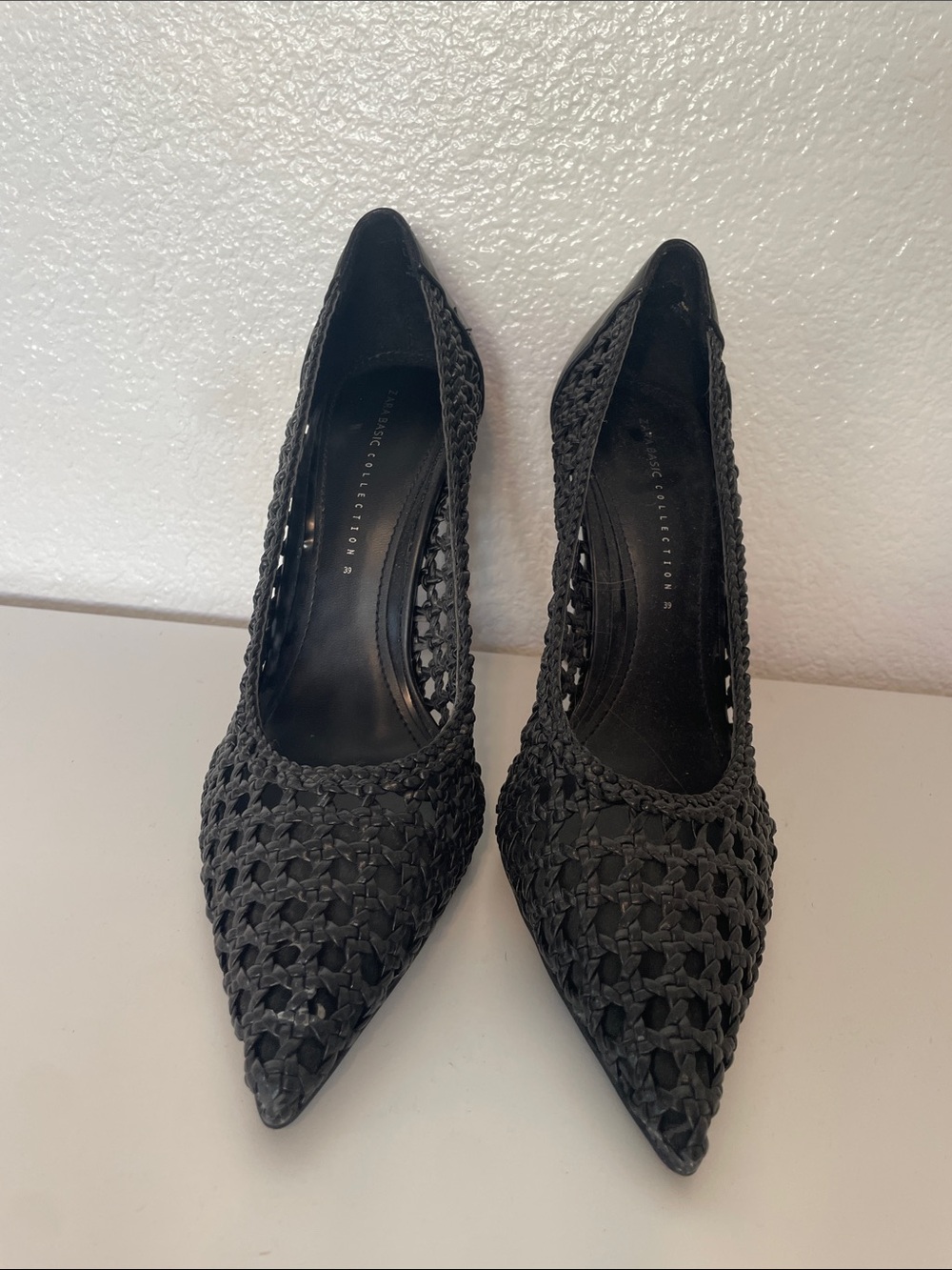 ZARA Woven Black High Heels 39